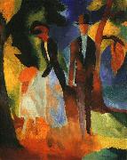 August Macke People by a Blue Lake painting